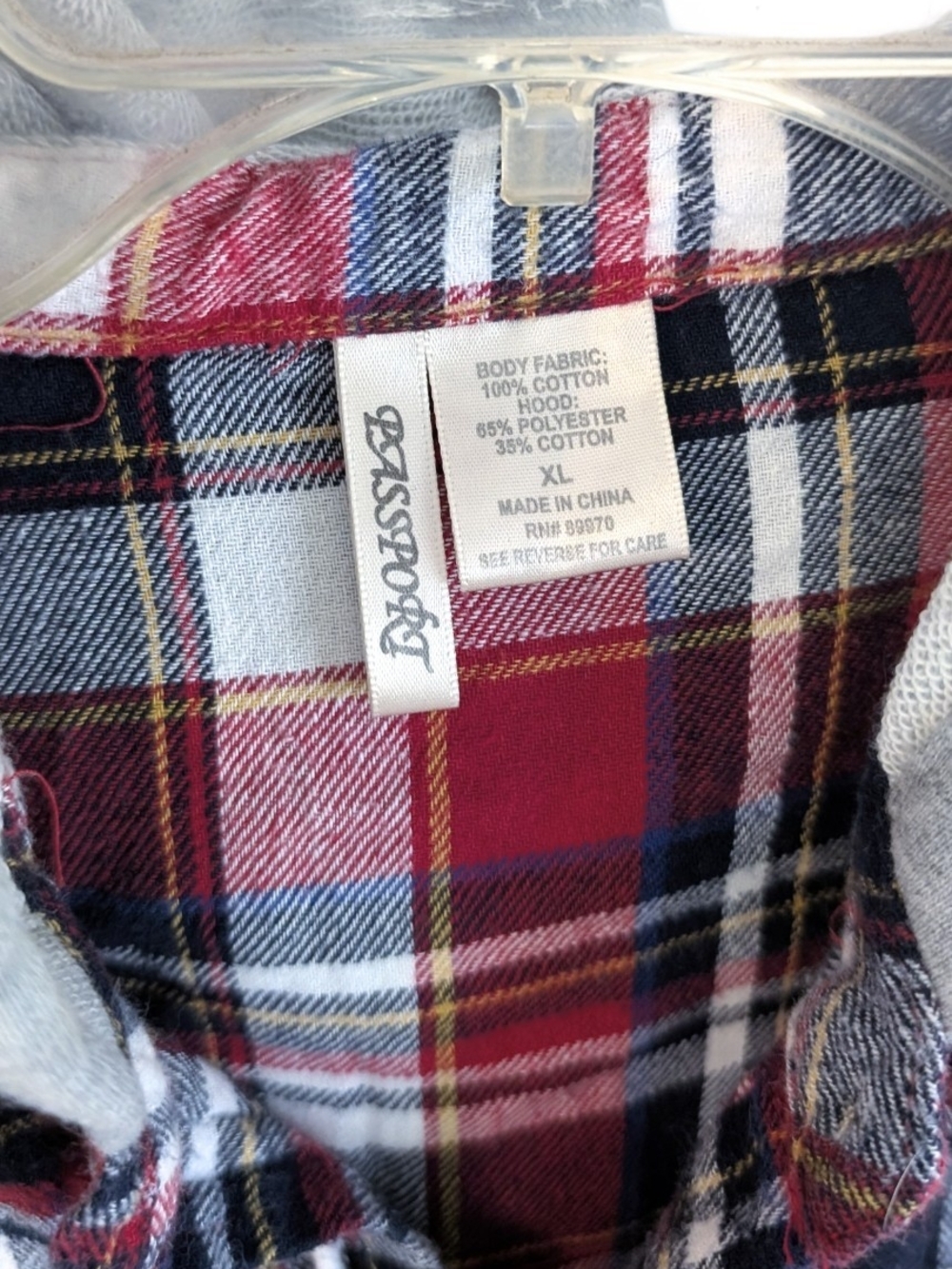 Passport Hooded Plaid Flannel, XL, Button Up Shacket - Picture 3 of 4